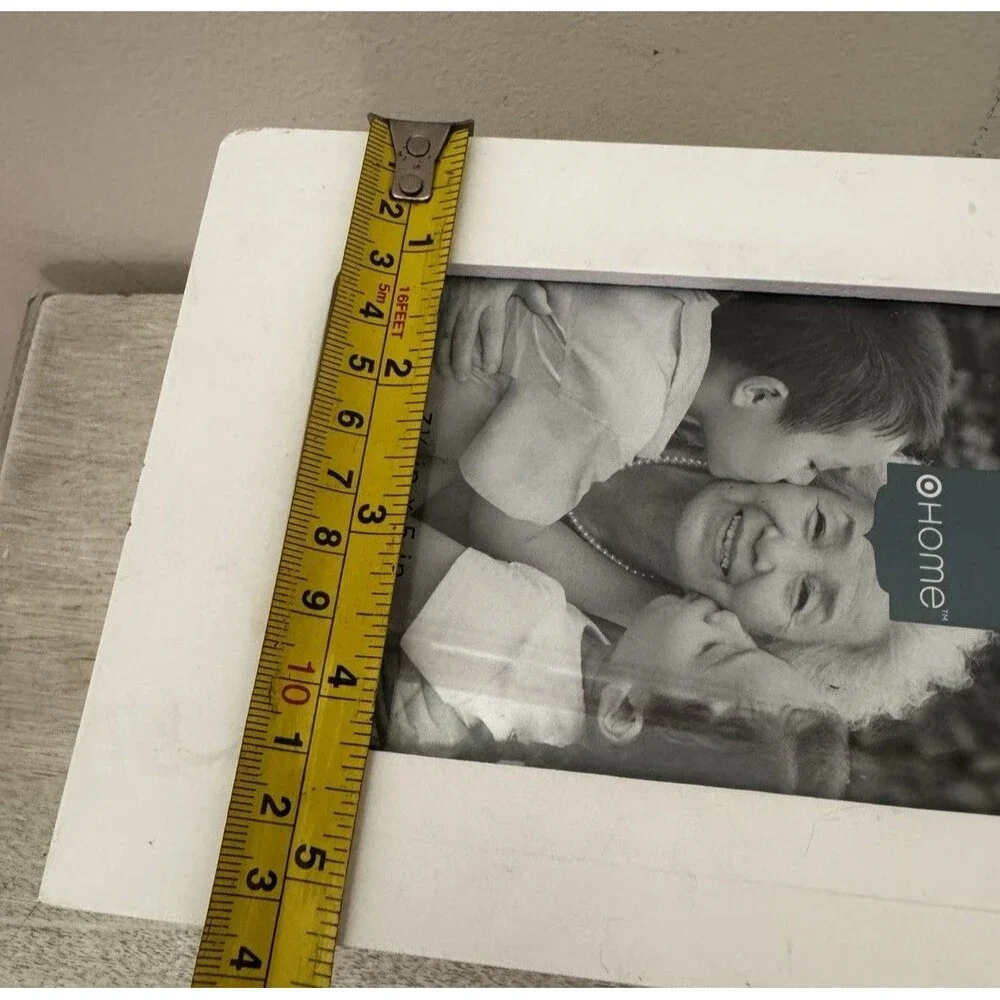White Wood Jewelry Box 3 Drawers Mirror Ring Rolls Picture Frame 